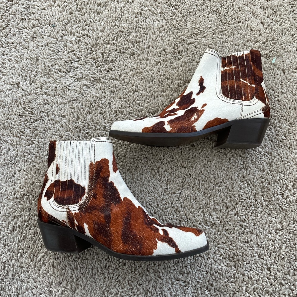 Cow print booties
